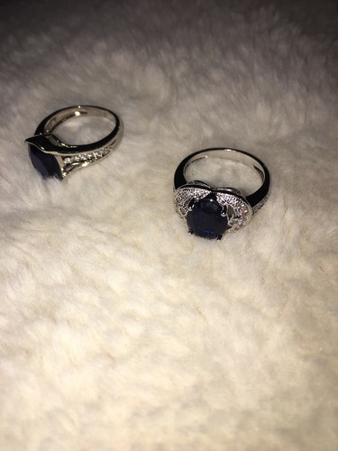 Set Of 2 Blue Sapphire Rings Size 6