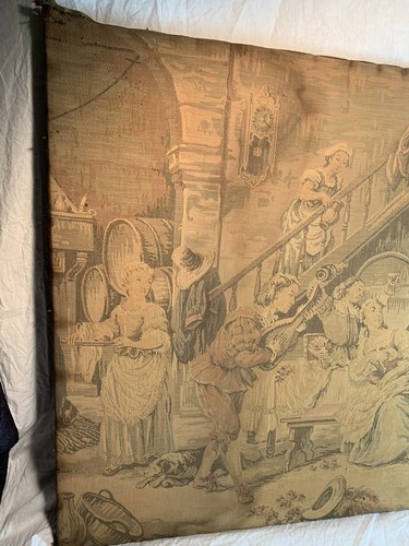 Antique D’Apres Tapestry Rembrandt Tavern Art On Frame France