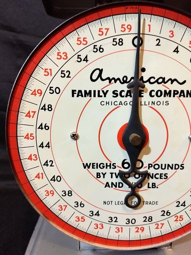 Vintage American Family Scale Company Grey 60 Pounds By Two Ounces, 1/10 LB 60#!