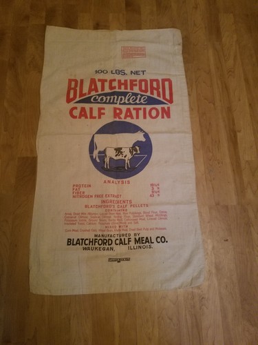 Blatchford Complete Calf Ration Cloth Seed Bag Waukegan Illinois Cow & Cattle
