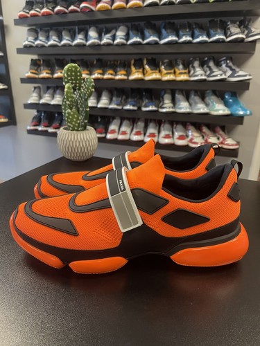Size 9.5 - Prada Cloudbust Neon Orange Strap Sneaker Low Gently Used | eBay
