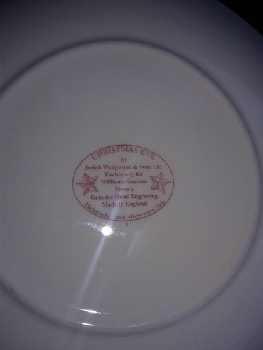 Christmas Eve Plate Josiah Wedgwood Williams-Sonoma Plate, England, 8 3/4