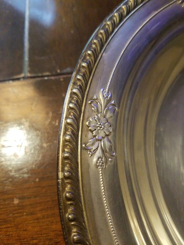 WALLACE STERLING SILVER BOWL with rim pattern.  Marked “Wallace Sterling #225