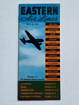 1937 Eastern Airlines Timetable- Great Condition!