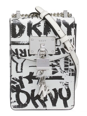 

DKNY Женская белая сумка через плечо Elissa Logo Padlock Logo Hardware Регулируемый ремешок через плечо, Белый, R11EI442