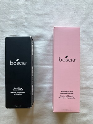 NEW Boscia Luminizing Charcoal Mask 2.8oz + Rosewater Mist 4.73oz Free Shipping
