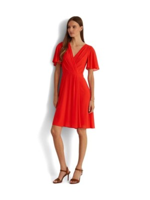 

Женское платье трапециевидной формы выше колена RALPH LAUREN с красной подкладкой и рукавами-крылышками, Красный