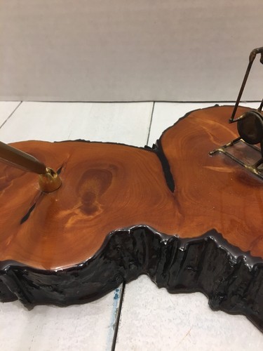 Handmade Cypress Wood Desk Pen Holder W/Oil Well - Oilfield Decor