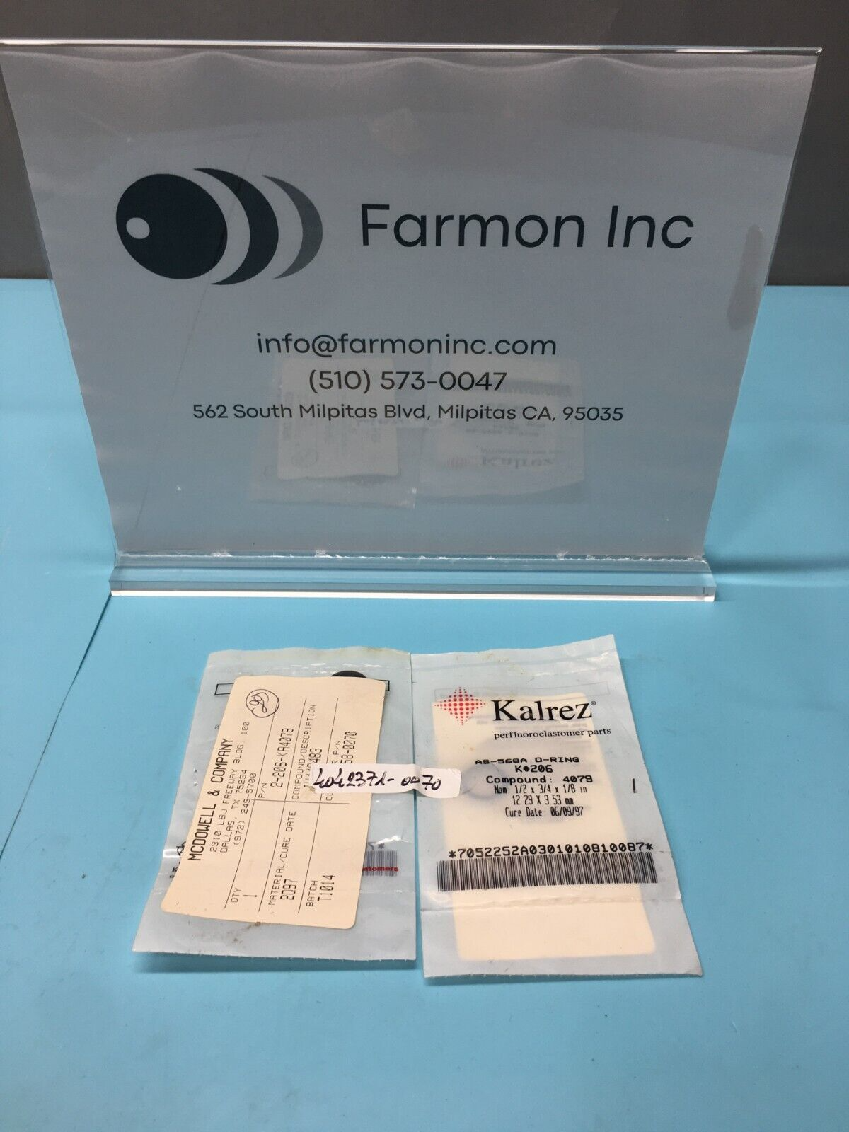 2 KALREZ AS-568A O-RING K#206, COMPOUND:4079, 2-206, 2-206-KA4079, 119469