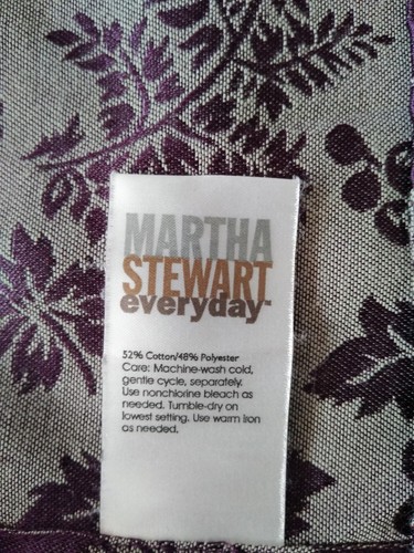 6 Piece Martha Stewart Everyday Square Fabric Napkins Purple Silver Grapes Vines