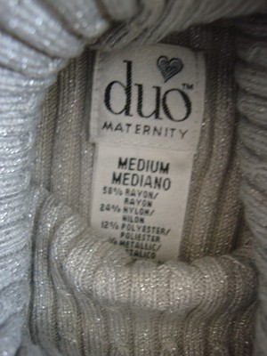 New Duo Maternity Long Sleeve Metallic Silver Sweater Size M