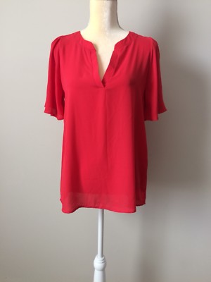 Francesca s Women s Orange Short Sleeve Flowy Blouse Top Size Medium M