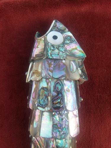 Vintage Abalone Mother Of Pearl Articulated Fish Bottle Opener 7