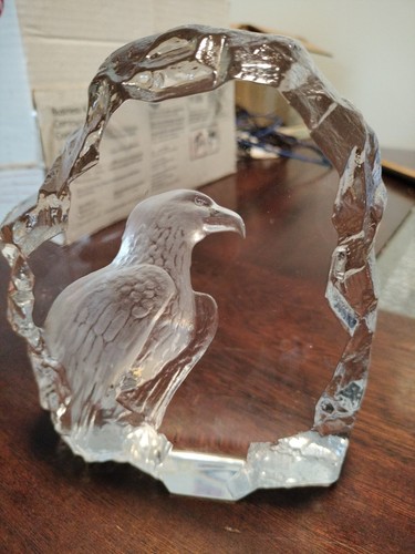 Rare Mats Johnson Swedish Full Lead Crystal Bald Eagle