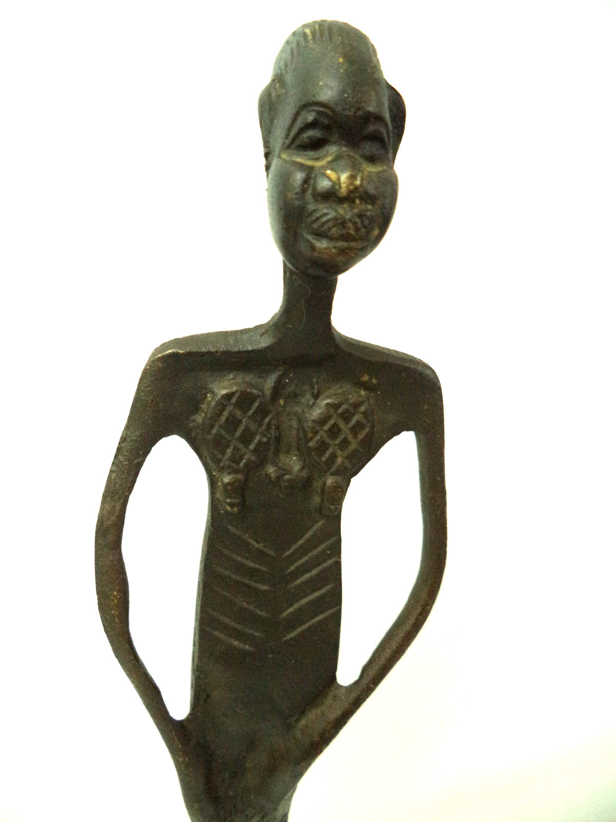 Vintage African Bronze Figurine Statue 14''Tall Tribesman