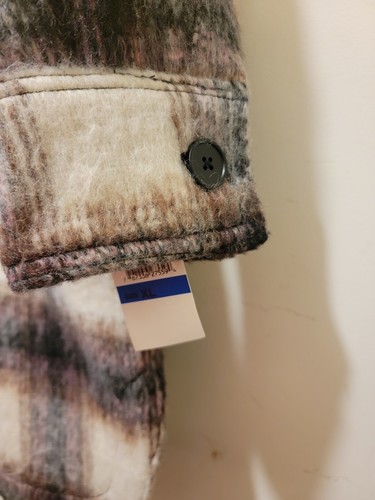 Pre-owned Bcbgeneration Women's Plaid Shirt Shacket Wool Blend Coat Olive Plaid Sz Xl.