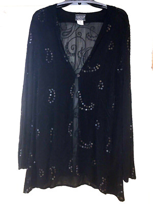 Ghost Brand Med Black Holiday One Button Topper Blouse Sequence & Embroidery