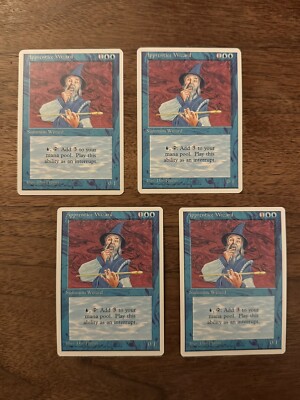 Apprentice Wizard NM+ 4x NEVER PLAYED MTG Fourth 4th Ed. Magic x4 FREE SHIPPING