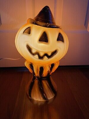 Empire Halloween Blow Mold Pumpkin Haystack Jack O Lantern Witch Hat 14" 1969