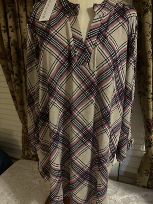 Dear Scarlett Boutique Pink Gray Black Plaid Plus Top Sz 3x