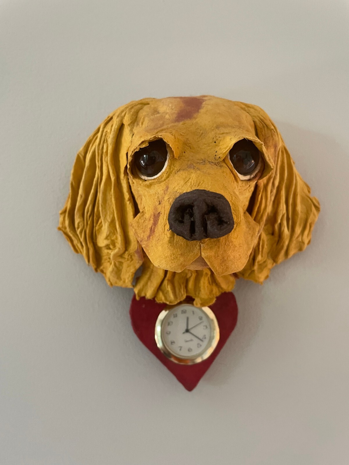 FB Fogg Dog Clock 3-D Sculpture Papier Mache Handmade Cocker