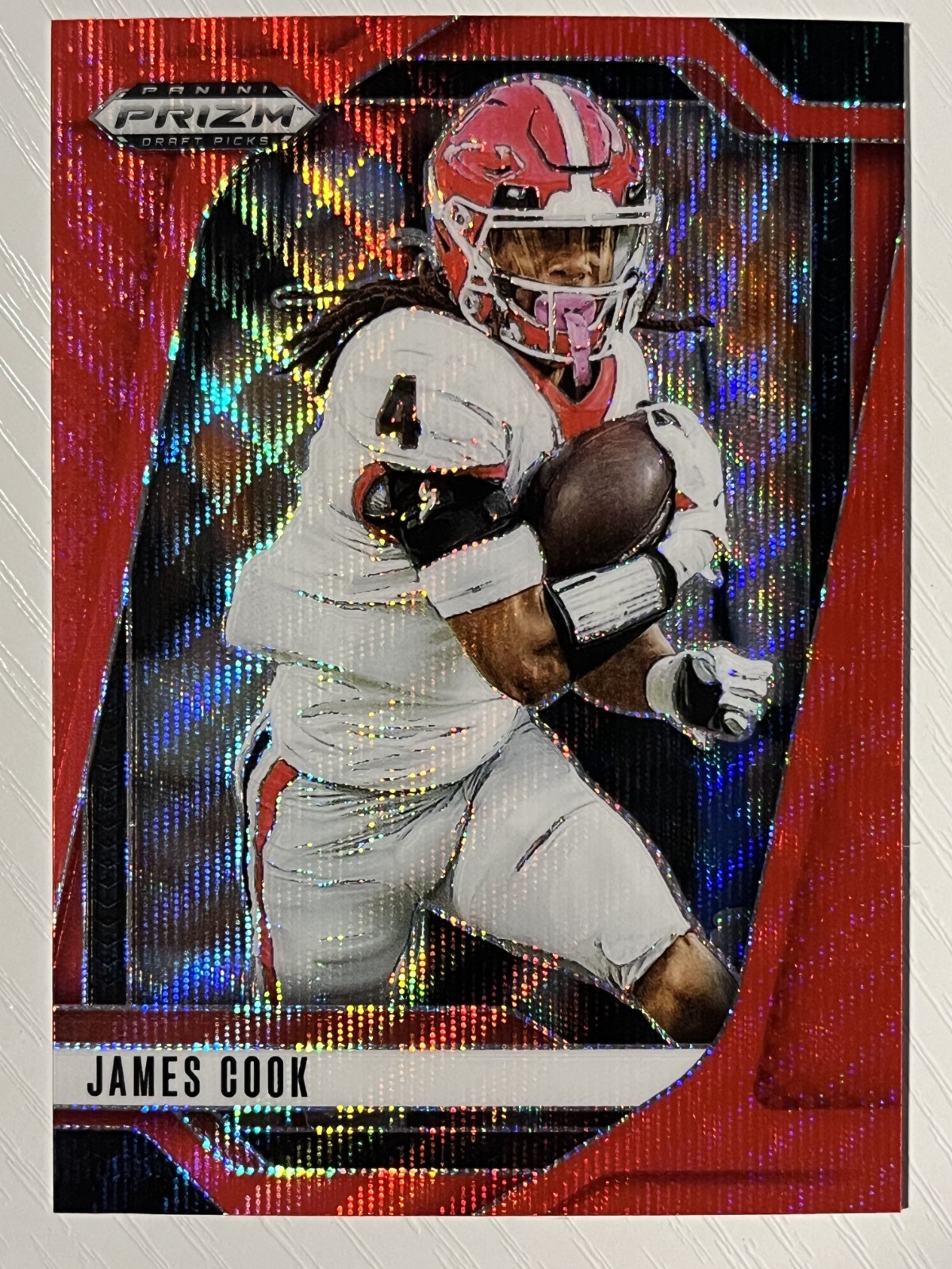 James Cook 2025 Panini Prizm Draft Picks Red Wave Prizm Bills Georgia