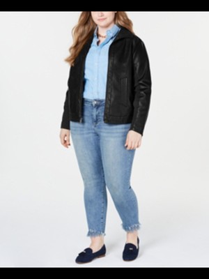 

KENNETH COLE Женская черная куртка из искусственной кожи на молнии Plus, Черный, 17LWU679