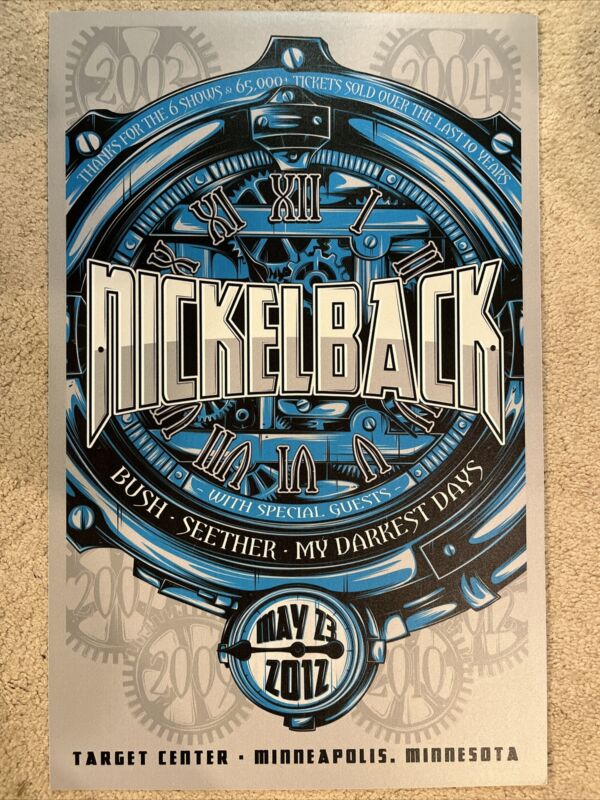 Nickelback Concert Poster Target Center Minneapolis MN 5/23/17 Rare 14x22”
