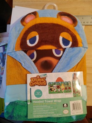 Animal Crossing Kids Bath and Beach Hooded Towel Wrap 100% Cotton Green Blue NEW