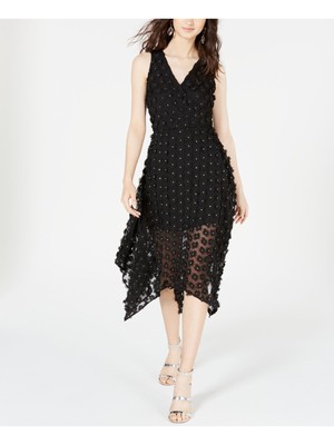 

KENSIE DRESSES Женское черное коктейльное платье-футляр миди без рукавов с V-образным вырезом, Черный
