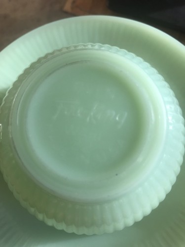 Vintage Anchor Hocking Fire-King Jadeite Jane Ray CUP AND SAUCER set