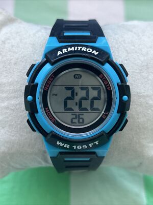 Armitron Unisex Black and Neon Blue Digital Sport Watch