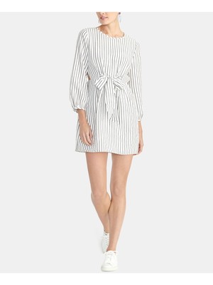 

RACHEL ROY Женское белое мини-платье-футляр в полоску с поясом и длинными рукавами, Белый