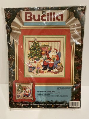 Best of Christmas  Cross Stitch picture pillow kit Bucilla 82964 Santa Cute NEW