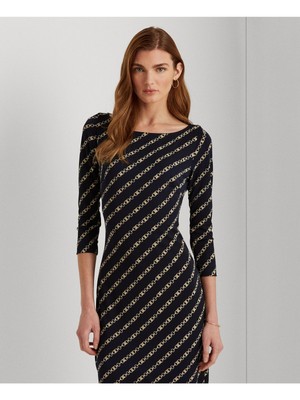 

Женское темно-синее платье-футляр с рукавом 3/4 выше колена RALPH LAUREN для работы, Navy