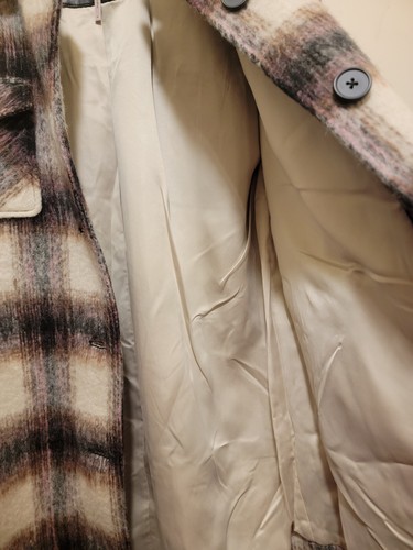 Pre-owned Bcbgeneration Women's Plaid Shirt Shacket Wool Blend Coat Olive Plaid Sz Xl.