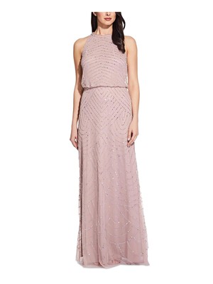 

ADRIANNA PAPELL Женское розовое платье для выпускного вечера на тонких бретельках в полный рост, Розовый