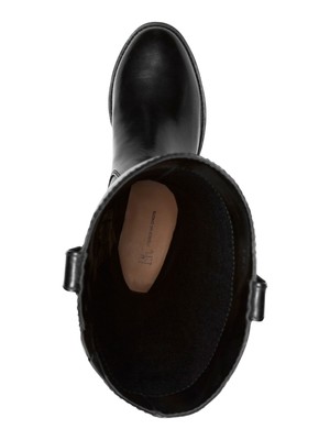 

INC Womens Black V Elastic Fawne Round Toe Block Heel Leather Riding Boot, Черный, FAWNE