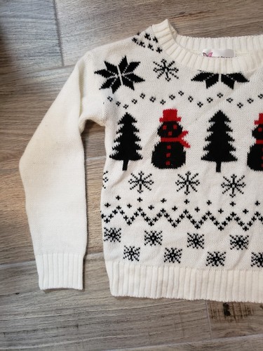 Girls Cotton Emporium Winter Holiday Snowmen Snowflakes  Sweater Size Small 4T