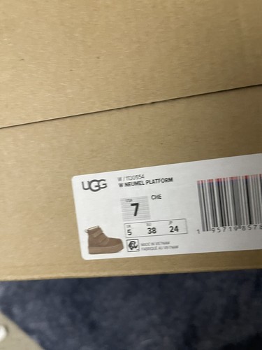 Pre-owned Ugg Brand  Women's Neumel Double-strap Platform Booties Nwb Size 7 Chestnut In Brown