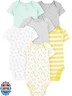 Simple Joys by Carter's Baby 6-Pack Short-Sleeve Bodysuit, Grey/Yellow, 0-3 Months