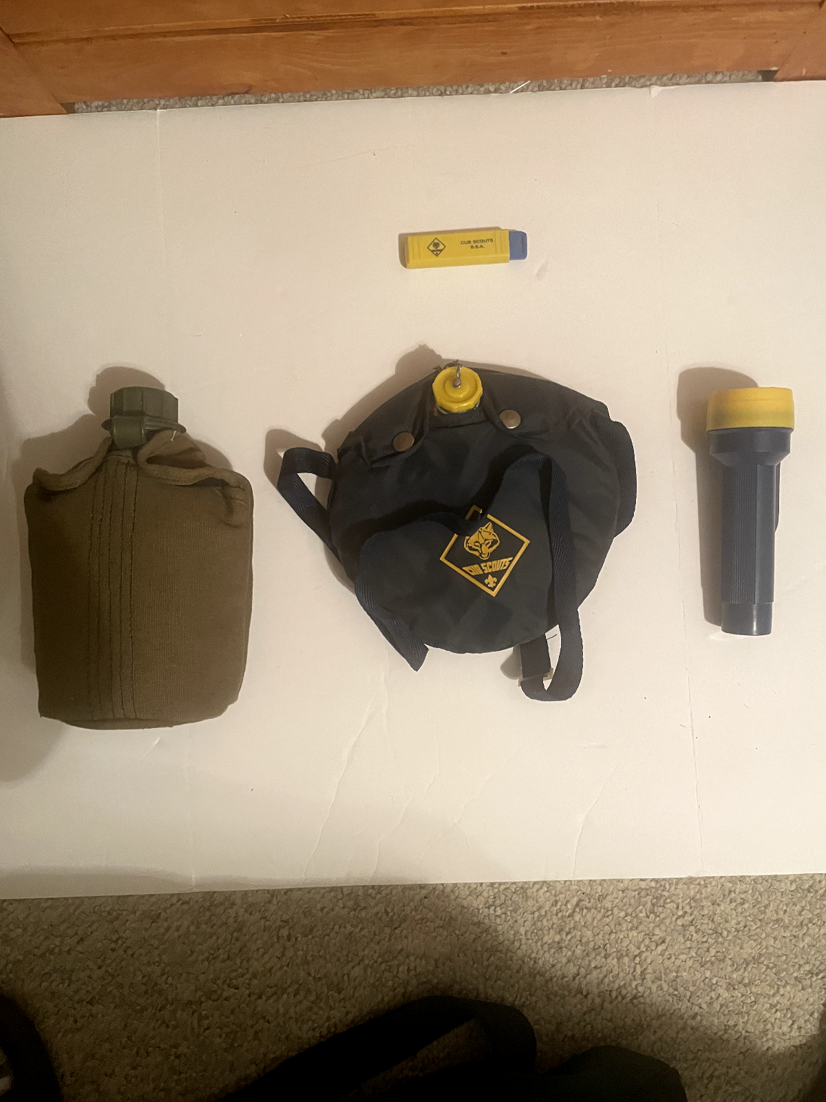 Cub Scout Rucksack, Canteen, Water Bottle, Flashlight, and more