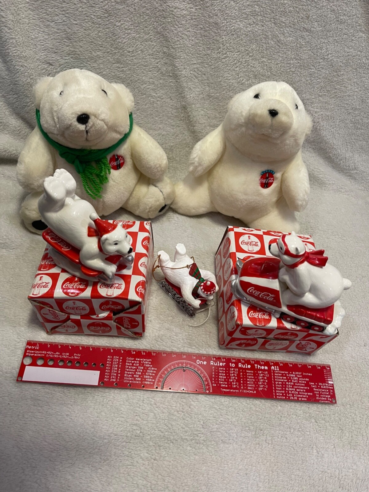 Lot/ CocaCola Polar Bear Bean Bag Plushes/Ceramic Figs/Ornament