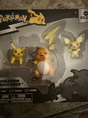 Pokemon Evolution Multi-Pack: PICHU, PIKACHU & RAICHU *Special Finish* Figures!