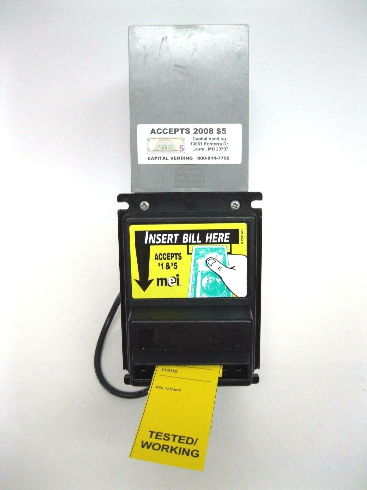 Mars MEI VN2511 120v Bill Acceptor Validator $1 & $5 Vending  - Tested Working 