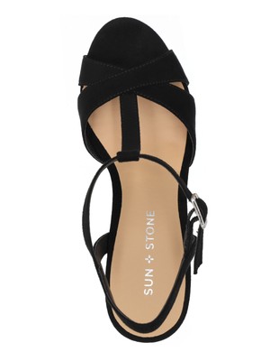 

Женские черные 1-дюймовые босоножки SUN STONE на пробковом каблуке Jamie Slingback Sandal, Черный, 10008570900