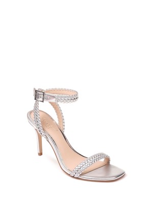 

BADGLEY MISCHKA Женские серебряные эластичные сандалии с квадратным носком на шпильке 6 м, Серебряный, JW3040