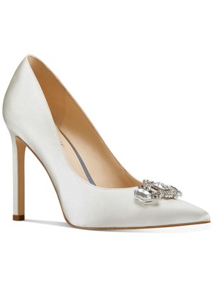 

NINE WEST Женские белые стеганые туфли без шнуровки Trulove с острым носком на шпильке 6,5 м, Белый, WNTRULOVE2