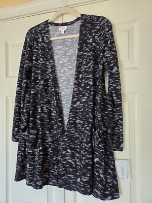 Lularoe Black and Gray Caroline Open Cardigan Sweater Small S NWT