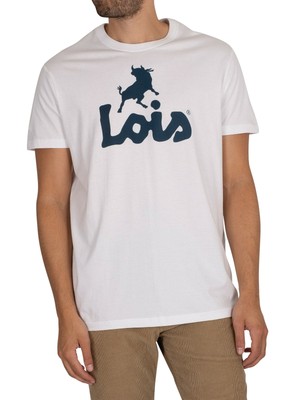 

Мужская классическая футболка с логотипом Lois Jeans, белая, Белый, 1223-6618-1